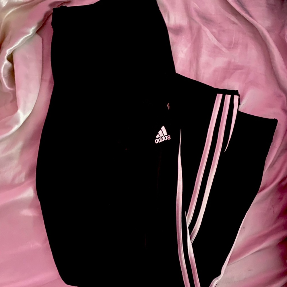 Black and White Stripe Adidas Track Pants
